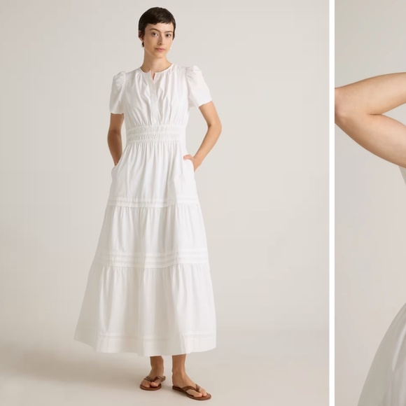 Quince Women's 100% Organic Cotton Poplin Tiered Maxi Dress Classic White M - Picture 5 of 5